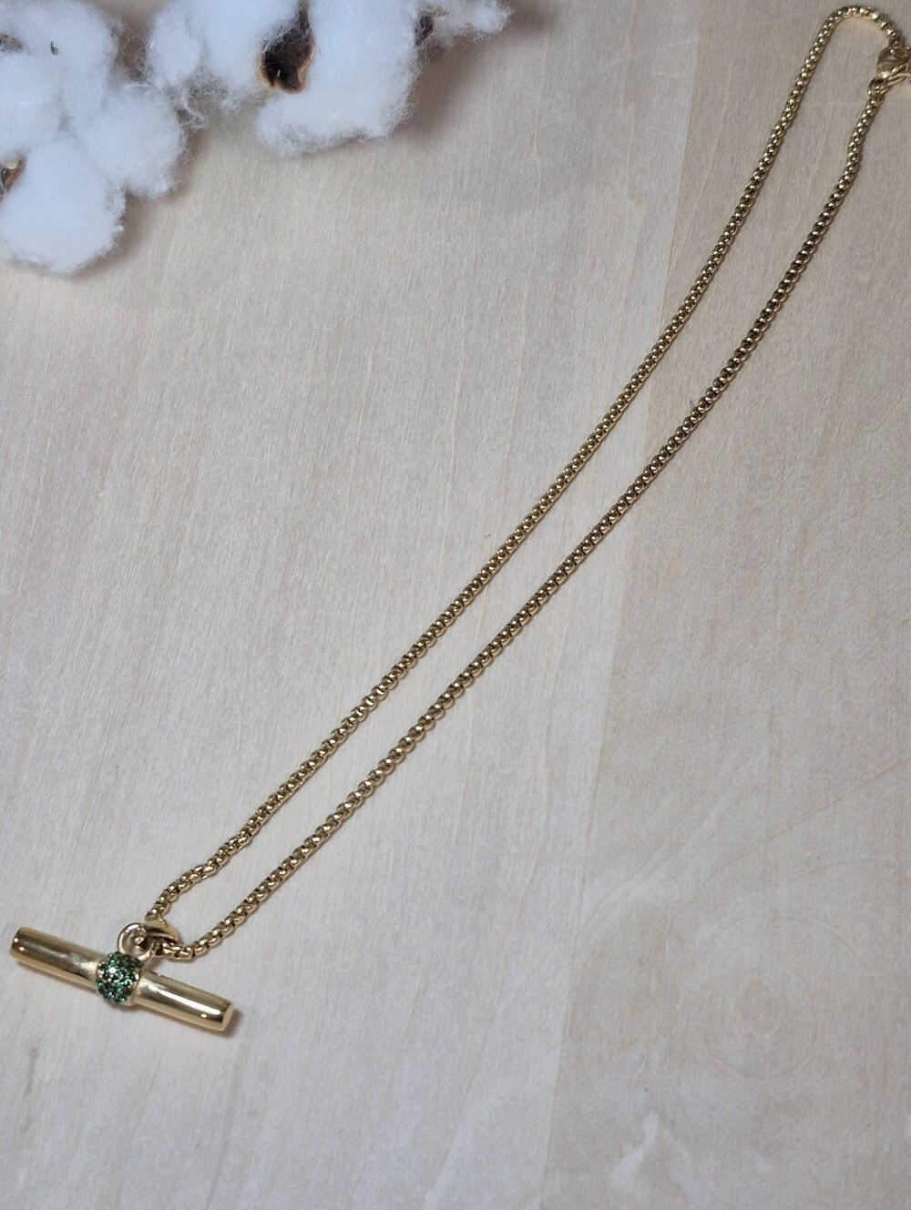 ππNEWππ STUNNING!! 18KT Over Stainless Steel CZ T-Bar Necklace - Picture 13 of 16